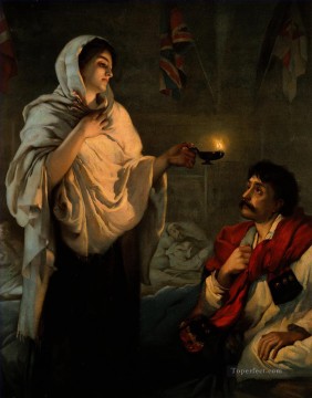 The Lady with the Lamp Miss Nightingale at Scutari Nightingale at a patient Henrietta Rae Oil Paintings